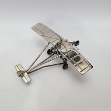 STERLING SILVER MINIATURE AIRPLANE.  OLD FASHIONED PROPELLER PLANE.  3" WIDE. 