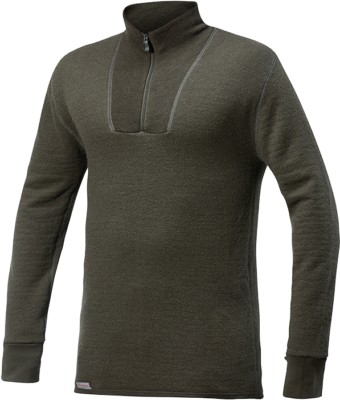 Woolpower Polo Rolli Merino 200 mit RV grün/ pine green langarm