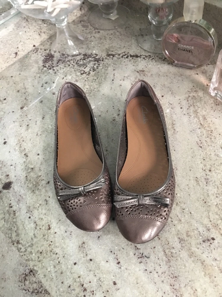 CLARKS PIEGABLES Ballerine Donna Giornale di Poesia Marrone Metallizzato Grigio 7 M