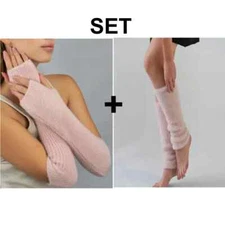 Vegan Angora Leg Warmers & Fingerless Gloves Set or Separate Fluffy Gift Women
