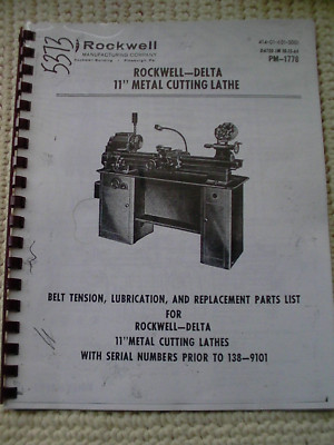 Rockwell Delta 11'' Lathe Lube Tension Parts List Exploded Schematic Manual