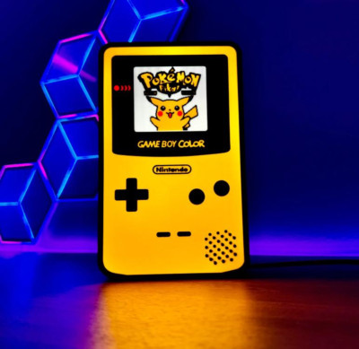 3D Printed Pokemon Yellow Pikachu Gameboy Retro Gaming Lightbox Lamp