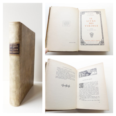 1924 Le LIVRE des VIKINGS d'apres Les Anciennes Sagas VELLUM BINDING French
