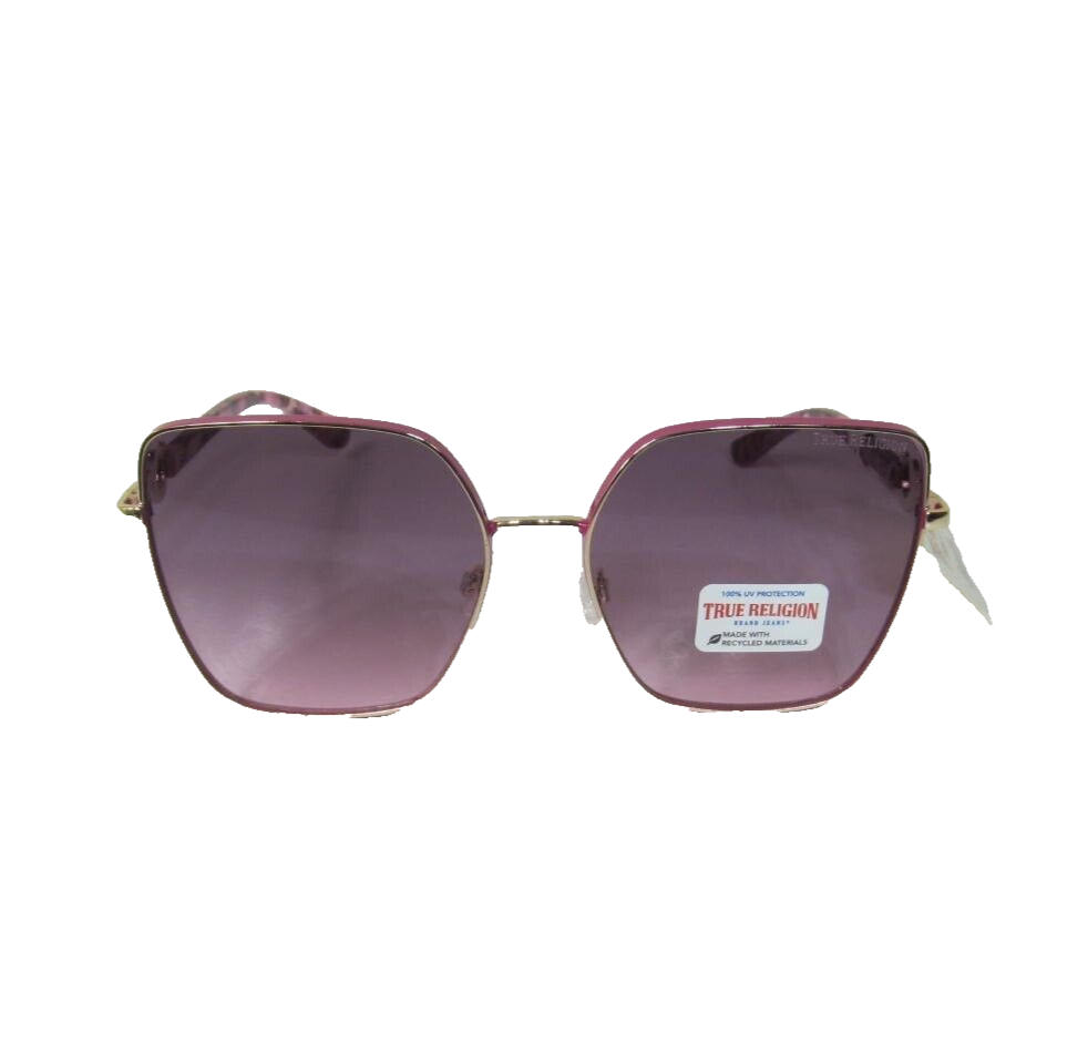 True Religion Gold and Pink Frame Sunglasses TRUE RELIGION Hot Pink & Gold Oversized Cat Eye Sunglasses  main image 4