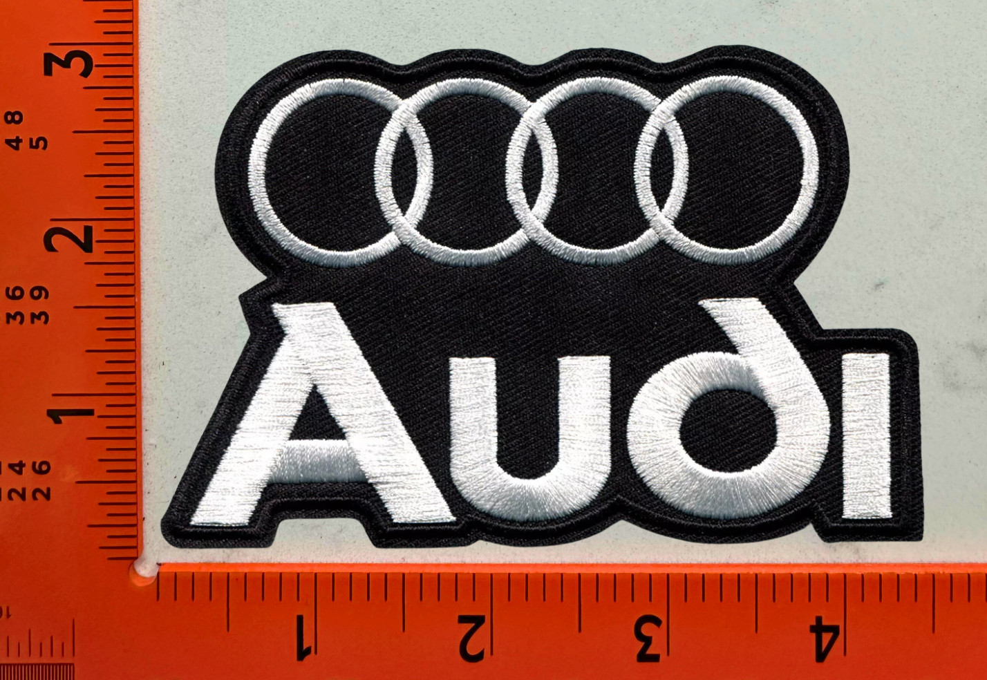 Audi Logo Patch – Embroidered Iron-On Sew-On Badge for Jackets, Hats, Backpacks,