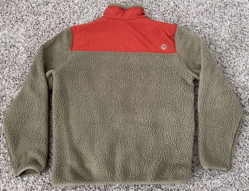 Marmot Wiley Deep Pile Large Brown Orange Full Zip Polartec Fleece Jacket - Picture 2 of 11