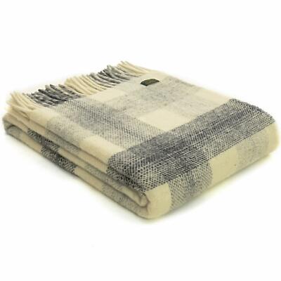 TWEEDMILL KNIETEPPICH 100% Reine Wolle Sofa Bett Überwurf Decke UK MEADOW CHECK SLATE
