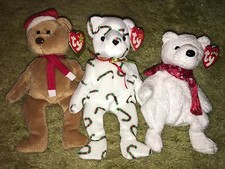 TY Beanie Babies 1997 2000 Holiday Teddy Cand-e Christmas Bears