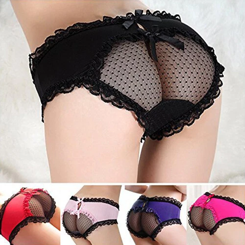 New Sexy Womens Cheeky See Through Underwear Lingeries Sheer Lace Panties Briefs - Picture 3 of 16
