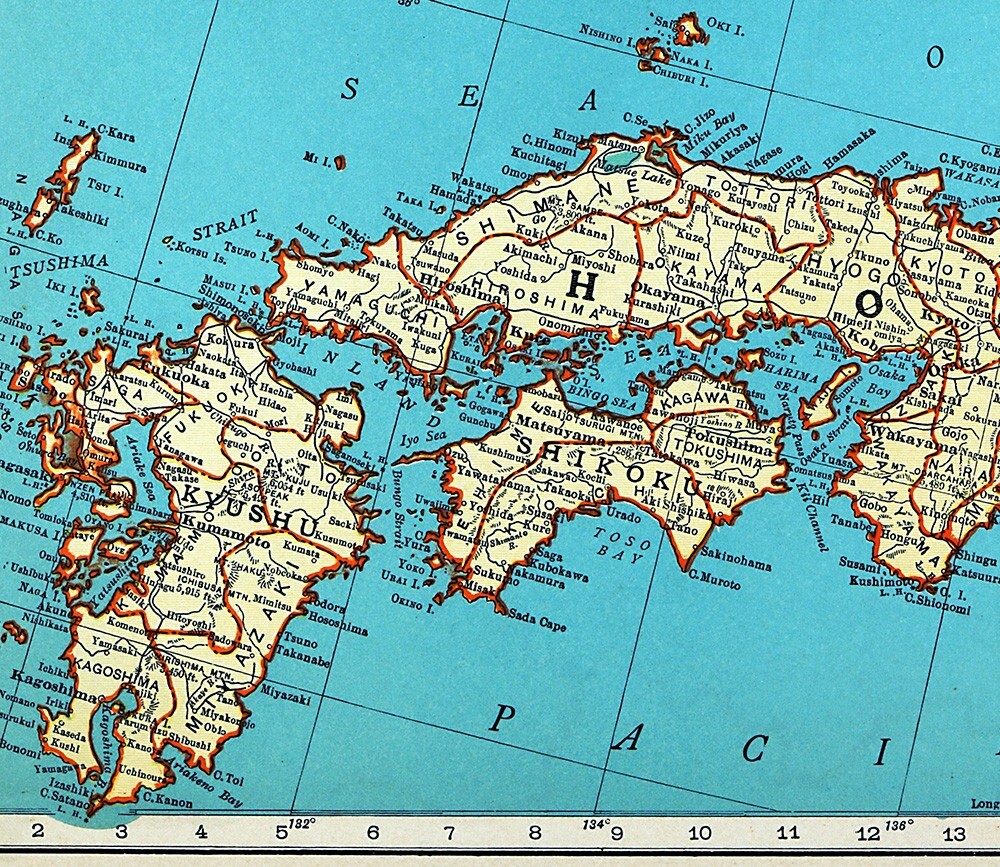 1937 McNally Map Japan Tokyo Korea Seoul Kyoto Okinawa Nagoya