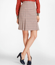 Brooks Brothers Brown Houndstooth Stretch Wool Skirt G.B. Conte ESTHETIA 12P NWT