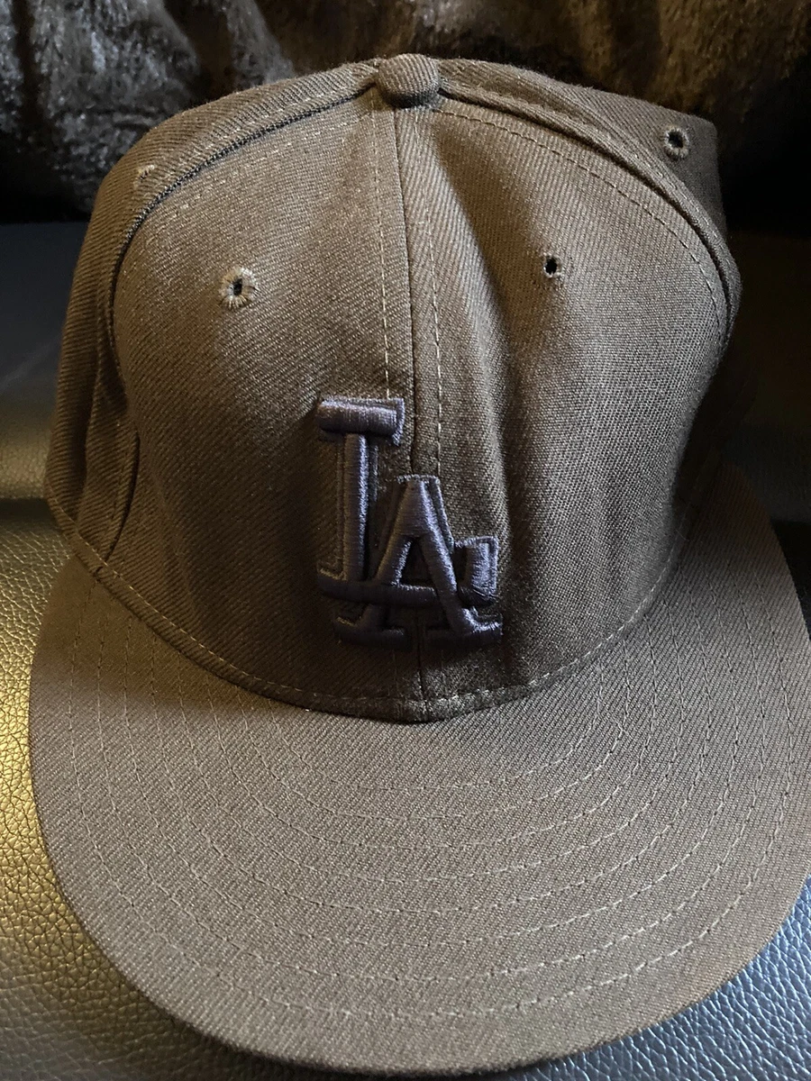 Vintage Los Angeles Dodgers Fitted 7 New Era Wool Hat MLB Baseball Brown 59fifty