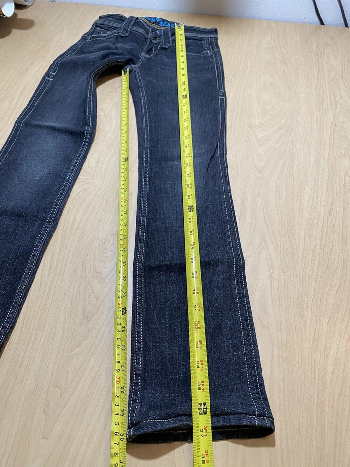 Pantalones de mezclilla Sang Real para mujer 26 azules solo los elegidos tiro bajo corte bota brillante Foto 3 de 4