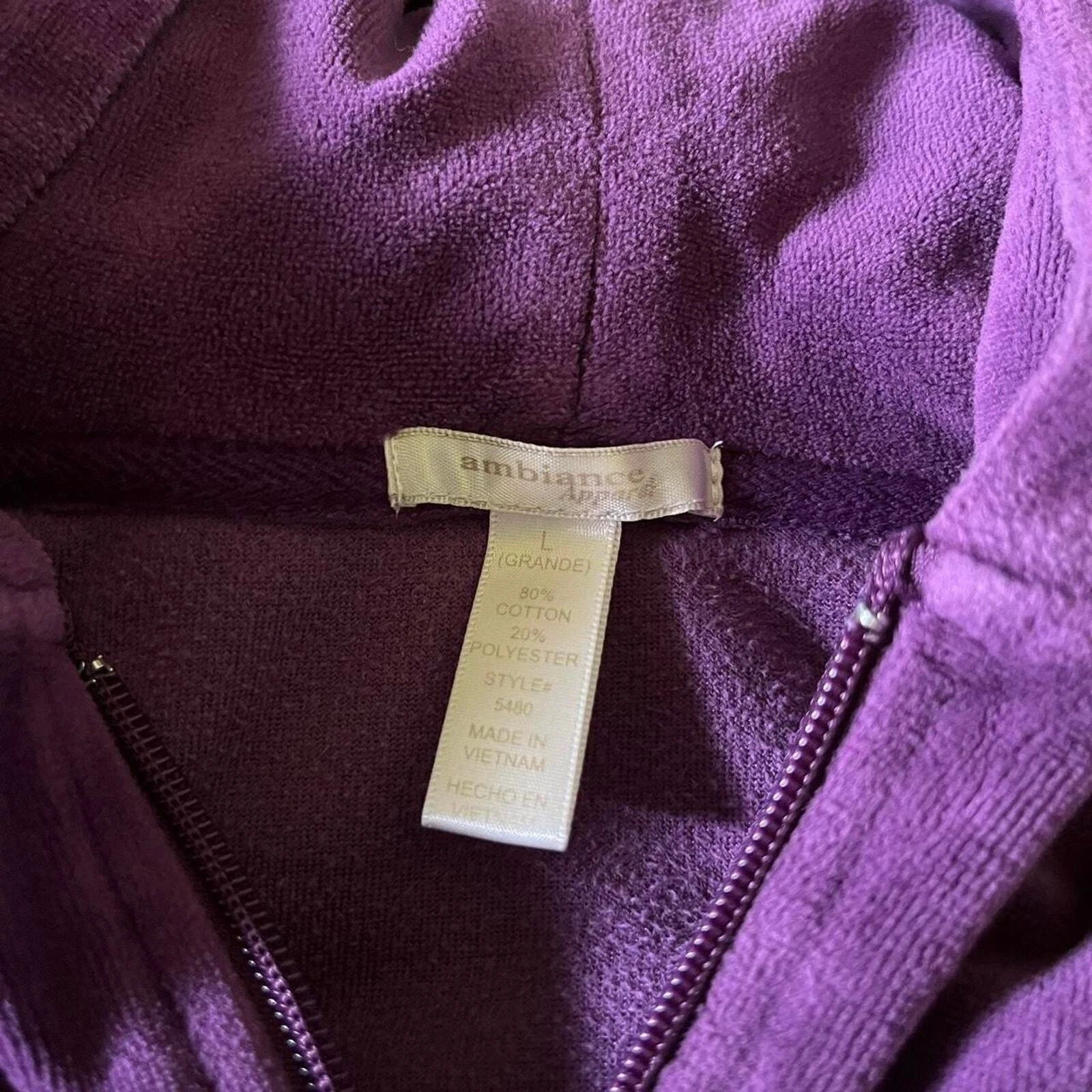 VETEMENTS Felpa con cappuccio viola con cerniera