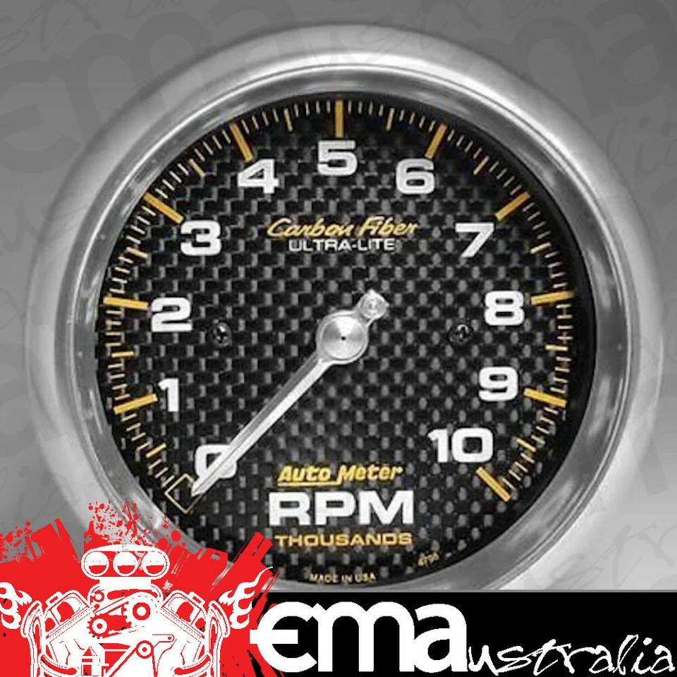AutoMeter AU4798 Carbon Fiber 3-3/8" Elec In-Dash Tachometer 0-10000 RPM 