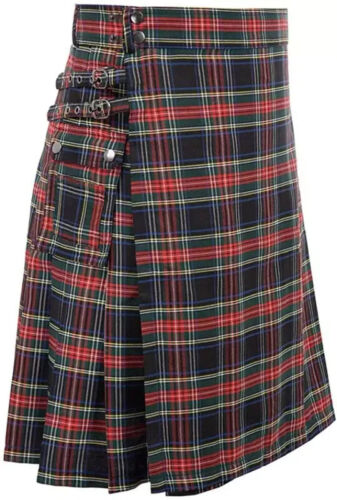 Falda escocesa híbrida moderna de algodón y tartán Kilts utilitaria para hombre Kilts para hombre - Imagen 3 de 37