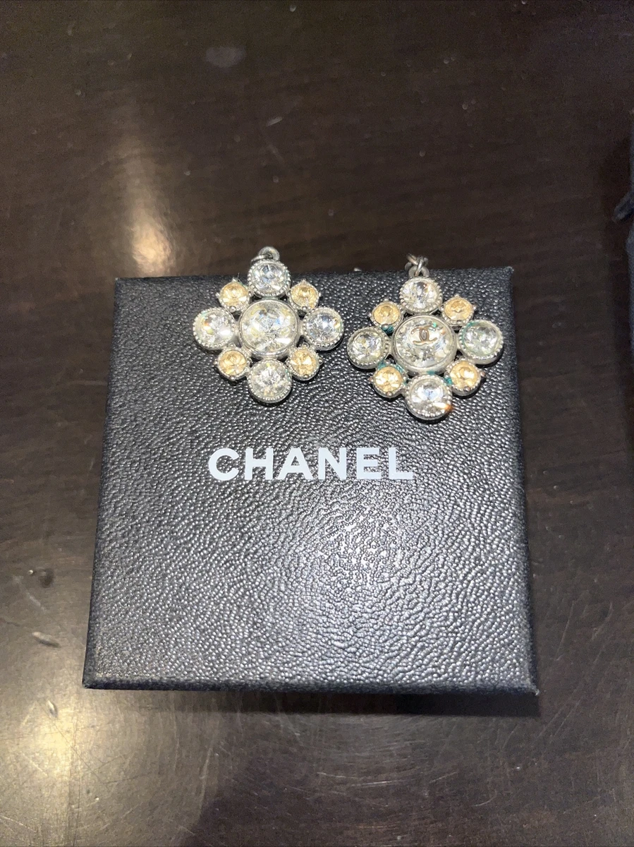 Chanel Silver Chanel Hoop Earrings