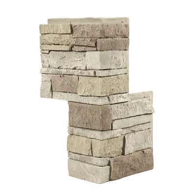 GenStone 24?x 12? Faux Stacked Stone Outside Corner Panel Vanilla Bean Beige