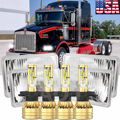 4X DOT 4x6'' LED Headlights for Kenworth T800 T400 T600 W900B Classic 120/132 HK