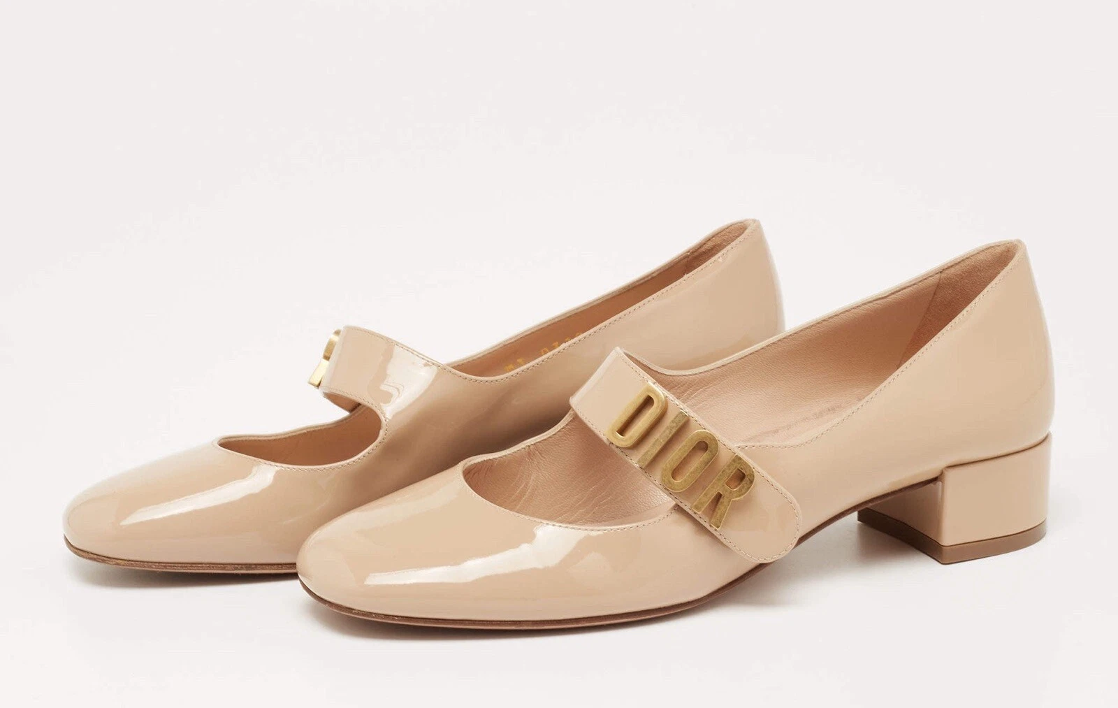 Authentique escarpins Dior nude cuir verni Baby D Mary Jane taille 35,5