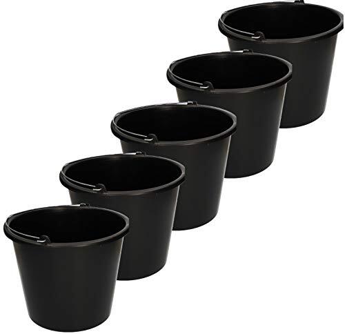 KOTARBAU Set 5 Secchi In Plastica Da 20L - Nero, Per Edilizia, Giardino, Agricoltura, Con Manico In Metallo - 4