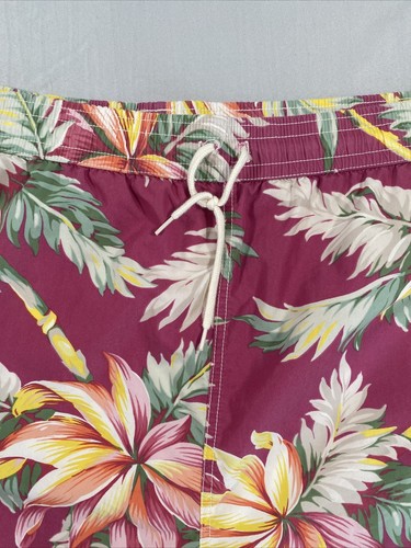 Polo Ralph Lauren Swim Trunks Mens 2X Big Hawaiian Floral Red Maroon Pocket - Picture 2 of 13