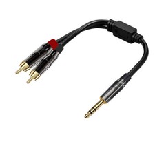 TRS 1/4" 6.35mm Stereo Male to Dual RCA Male Stereo Breakout Splitter Y Cable