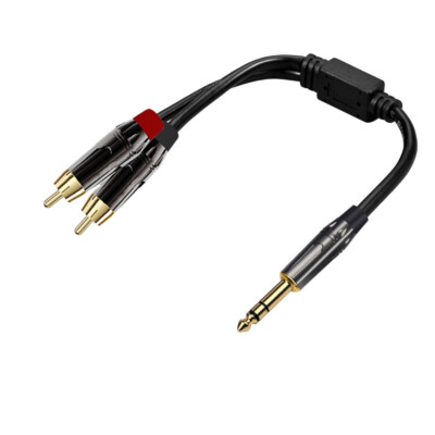 TRS 1/4'' (6.35mm) Stereo Male to Dual RCA Male Stereo Breakout Splitter Y Cable 