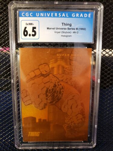 1992 IMPEL MARVEL UNIVERSE SER 3 TRADING CARD THING HOLOGRAM #H-2 GRADED CGC 6.5 - Picture 1 of 4
