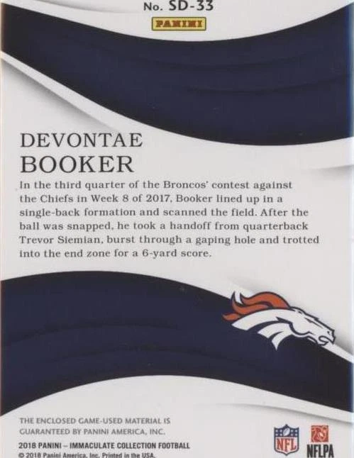 2018 Panini Immaculate Collection Devontae Booker #SD-33 - 2 de 2