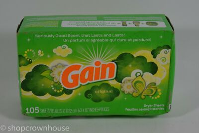 GAIN Dryer Sheets 1 Pack of 105 Sheets ORIGINAL Scent Wrinkles Static