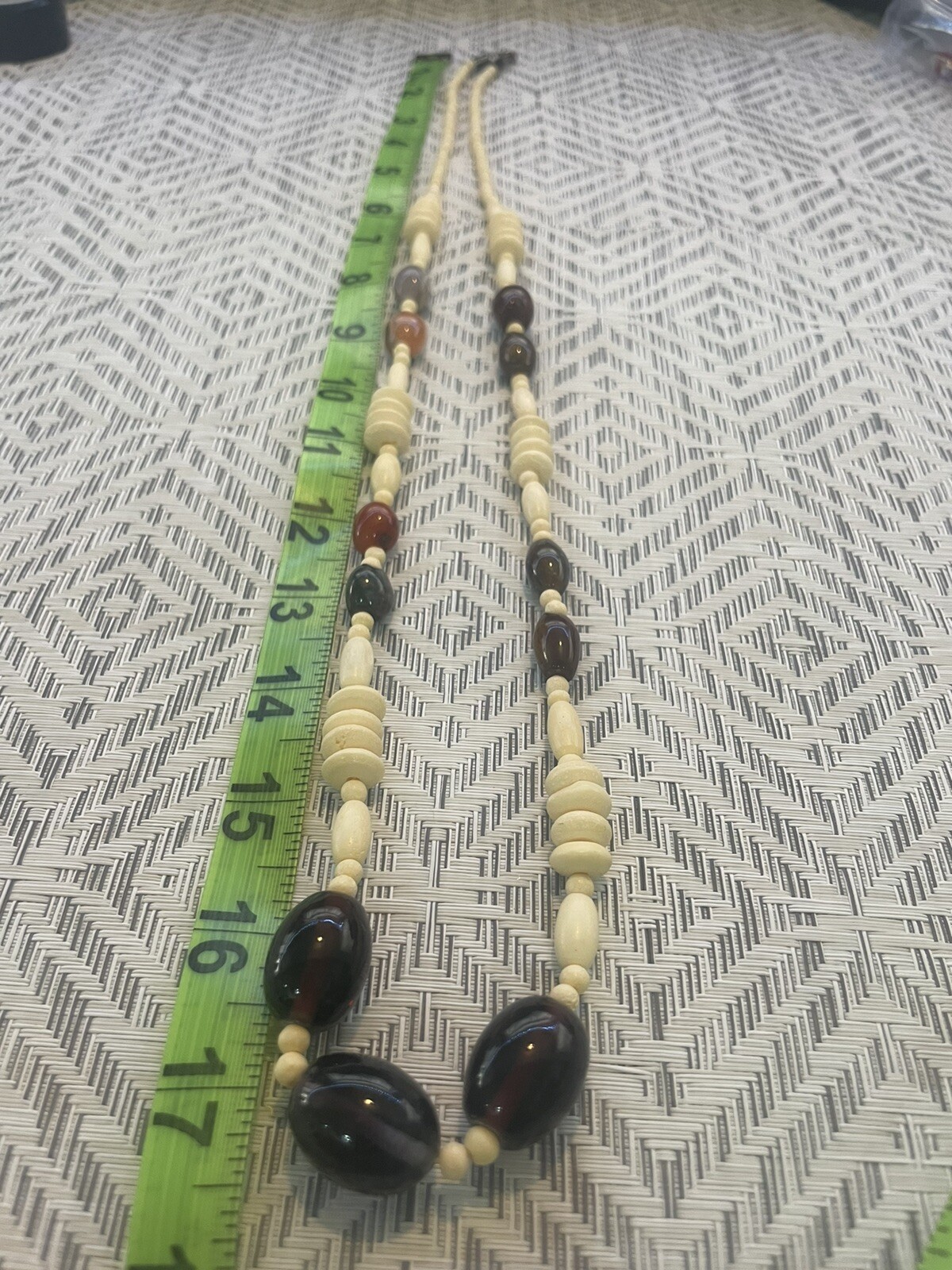 Vintage Crystal Beaded Bone Statement Necklace - image 6