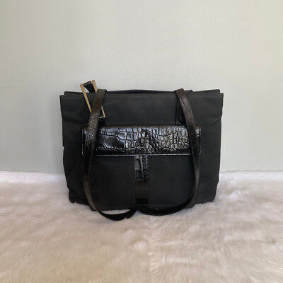 Versace Italia 1969 Bag GIANNI VERSACE Vintage Black Canvas Croc