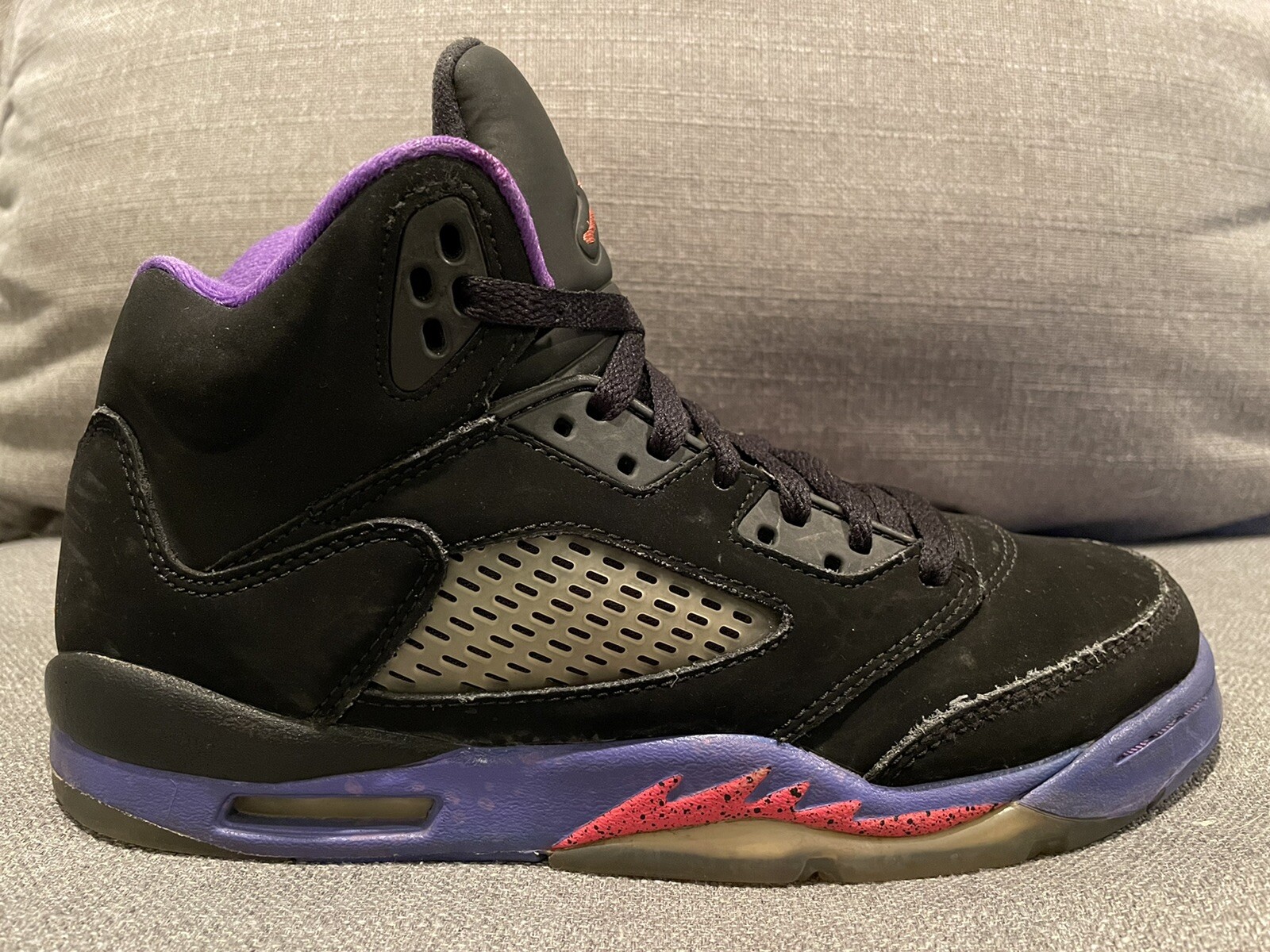 purple and black jordan 5s