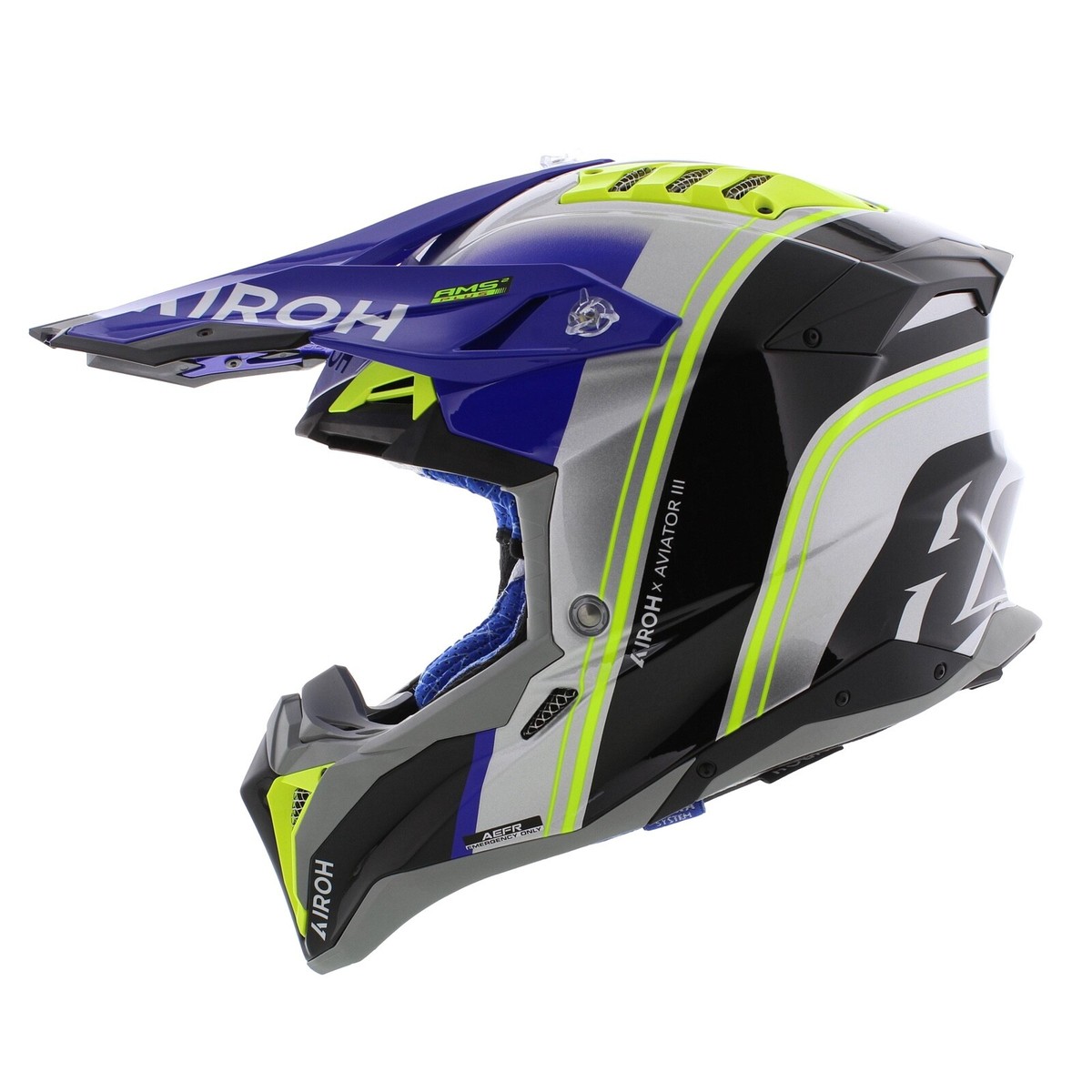 Airoh Aviator 3 AMS² plus Hima Gloss Blue Grey Yellow Black