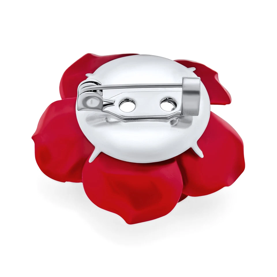 浪漫花卉绽放 3D 雕刻玫瑰胸针粉色蓝色黑色白色红色 — 第 2/4 张图片