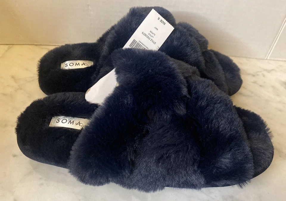 Новый с Ярлыками SOMA решетка тапочки темно-синий крест размер маленький 6-7 новый стиль 570339279 - Изображение 4 из 4
