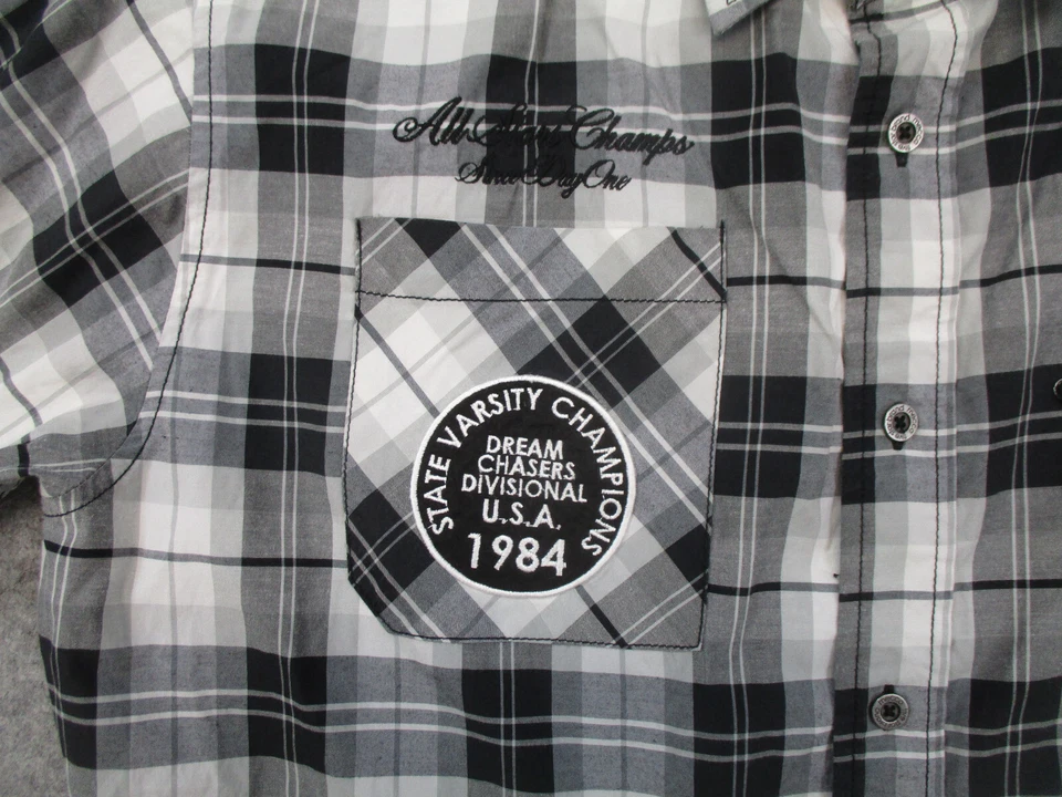 Mecca Shirt Mens 2XL XXL Black White Y2K Embroidered Hip Hop Button Up - Image 3 of 4