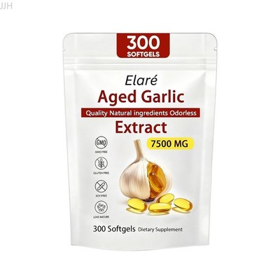 1 Pcs lare Aged Garlic Extract 300 Softgels, 7500mg Odorless, Heart & Immune
