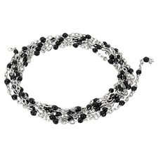 1m/3.3 Feet Stainless Steel Cable Chain, Silver Link Chain Enamel Beads, Black