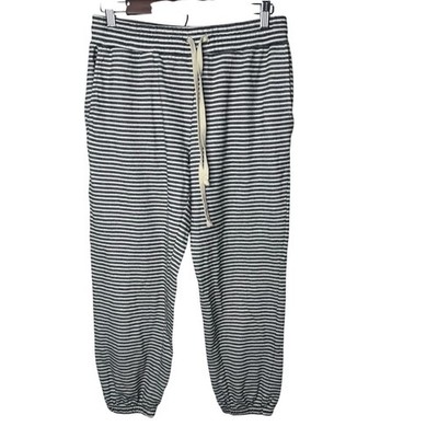 Madewell Striped Jogger Pants Women s Small Black White Drawstring Lounge