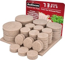 73 Pcs Felt Furniture Pads Floor Protectors for Chairs Self-Adhesive White