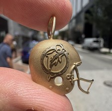 Vintage 1989 Michael Anthony 14k Yellow Gold Miami Dolphin NFL Helmet Pendant