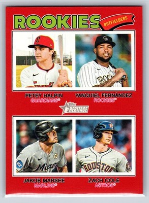2026 Topps Heritage #392 Rookie OF (Halpin/Fernández/Marsee/Cole) Red