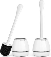 Toilet Brush 2 Pack Toilet Bowl Brush W/ Ventilated Holder  Ergonomic Long