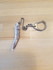 Vintage Deer Antler Keychain with Brass Chain
