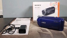 Sony Handycam HDR-CX240 Blue HD Video Camcorder 9.2MP 54x Zoom - Bundle Tested
