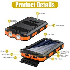 2026 Super 1000000mAh USB Portable Charger Solar Power Bank For Cell Phone