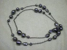 Vintage Costume Jewelry Neckless with Silver Tone Metal Beads