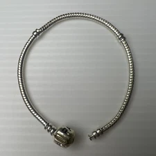 925 Sterling Silver Cable Rope Moments Bead Charm Bracelet Barrel Clasp 7 Inch